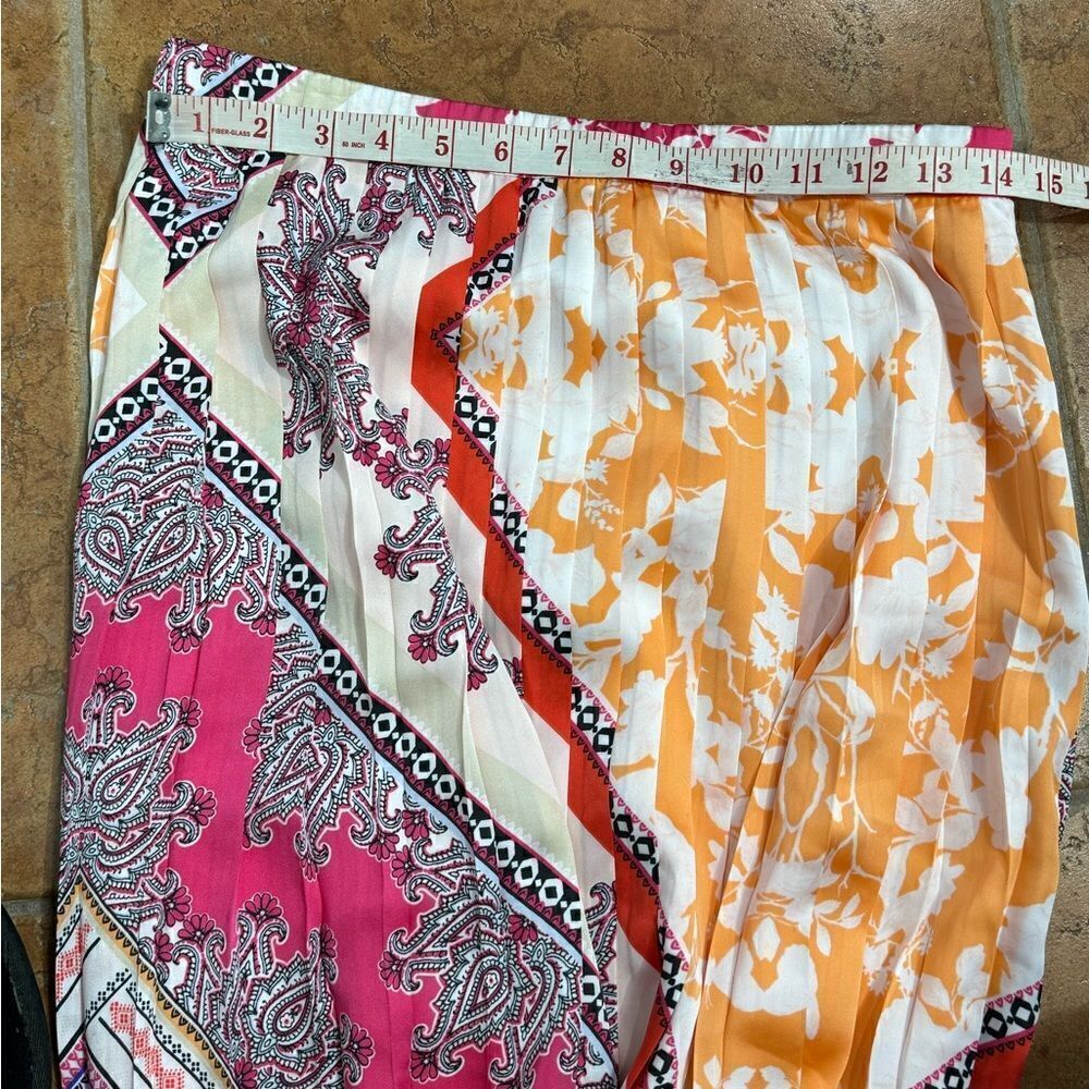 NWT Chico's Pleated Borders Maxi Skirt Womens Multi Color Paisley Floral Size 0 - Picture 4 of 6